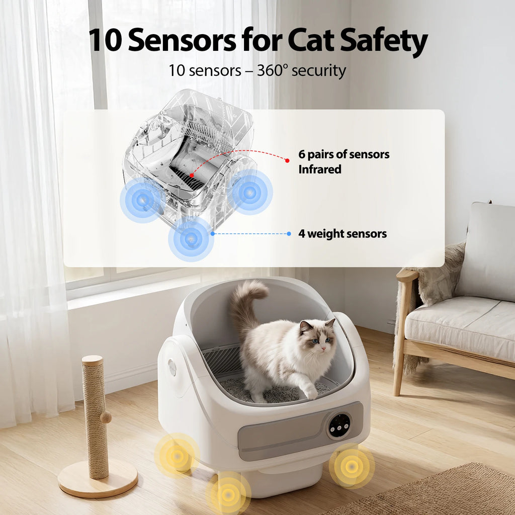 Litière autonettoyante pour chat 75 L – connectée et silencieuse